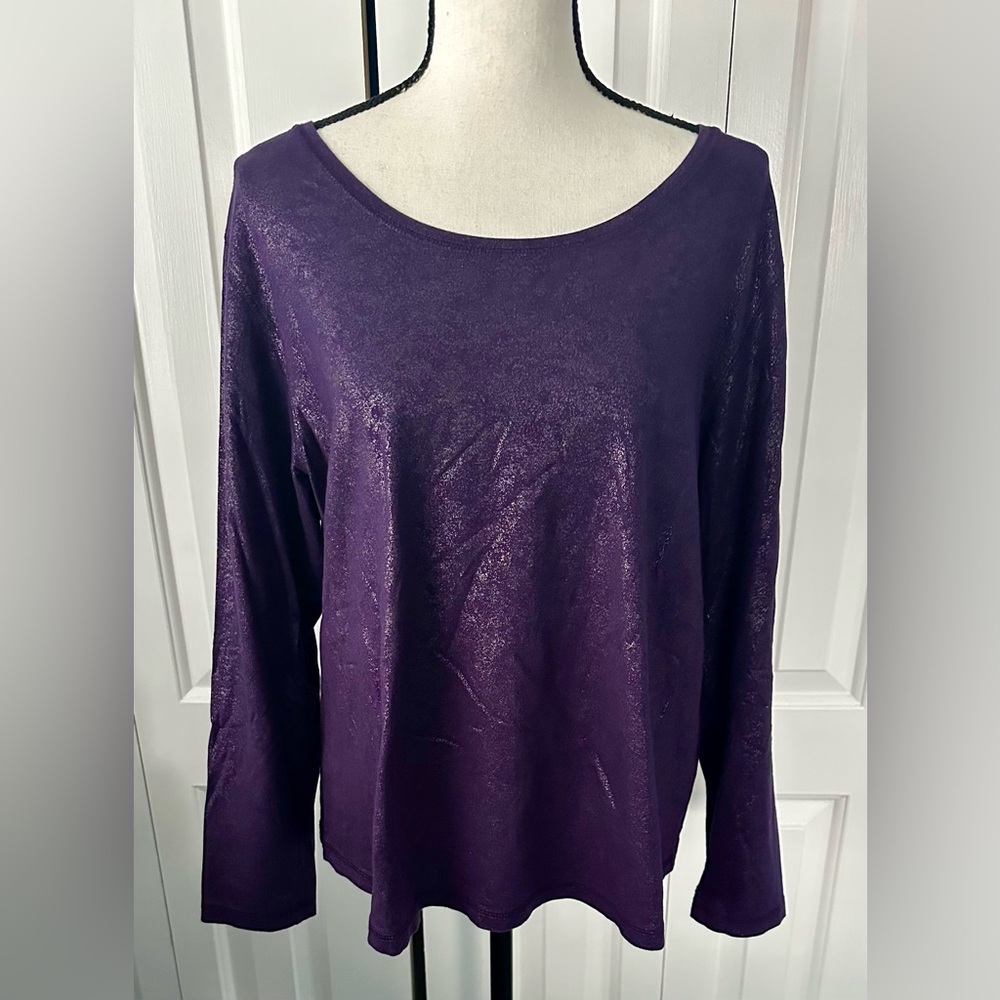 DESIGNED BY CHRISTOPHER & BANKS!!! Great Condition Purple Foil LongSleeve Top